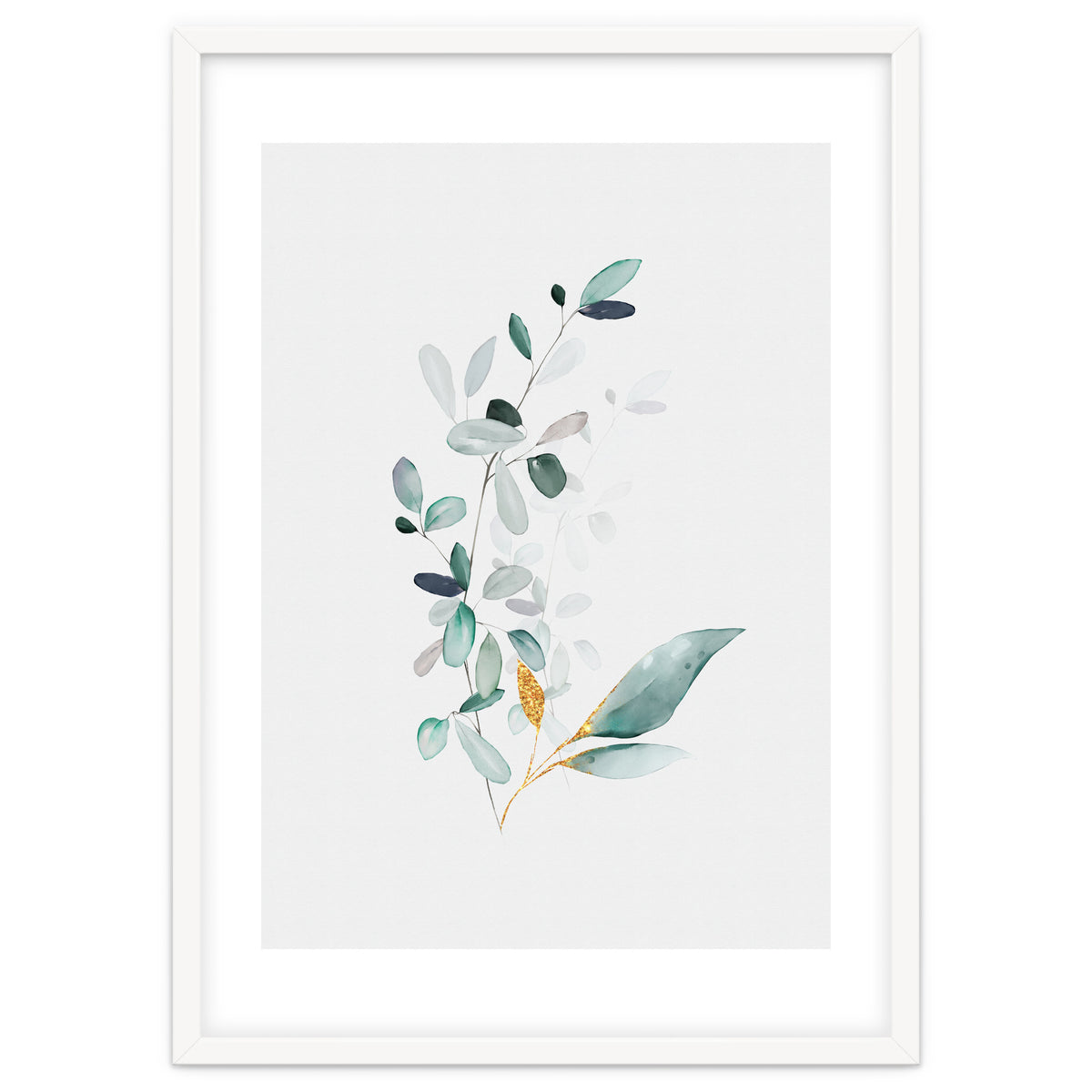 Modern Botanical Gold & Sage Study 01