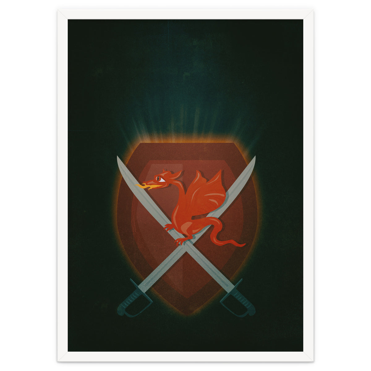 Heraldic dragon and cutlasses