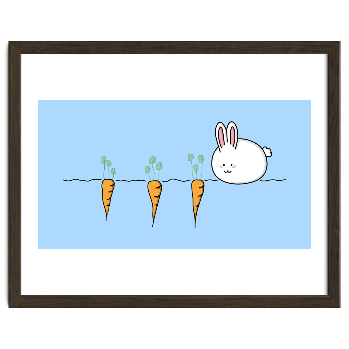 Kawaii Cute Rabbit With Carrots