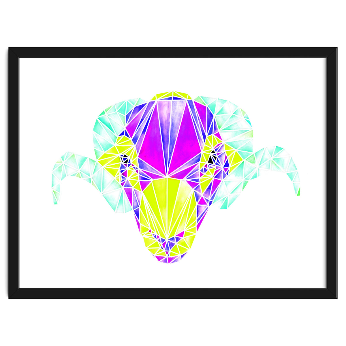 Colourful Geometric Swaledale Sheep Tup with White Lines