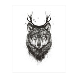 Deer Wolf Bw (Print Only) thumbnail