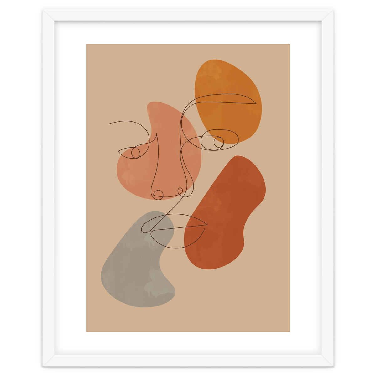 Feminine Line Art Boho Woman Face