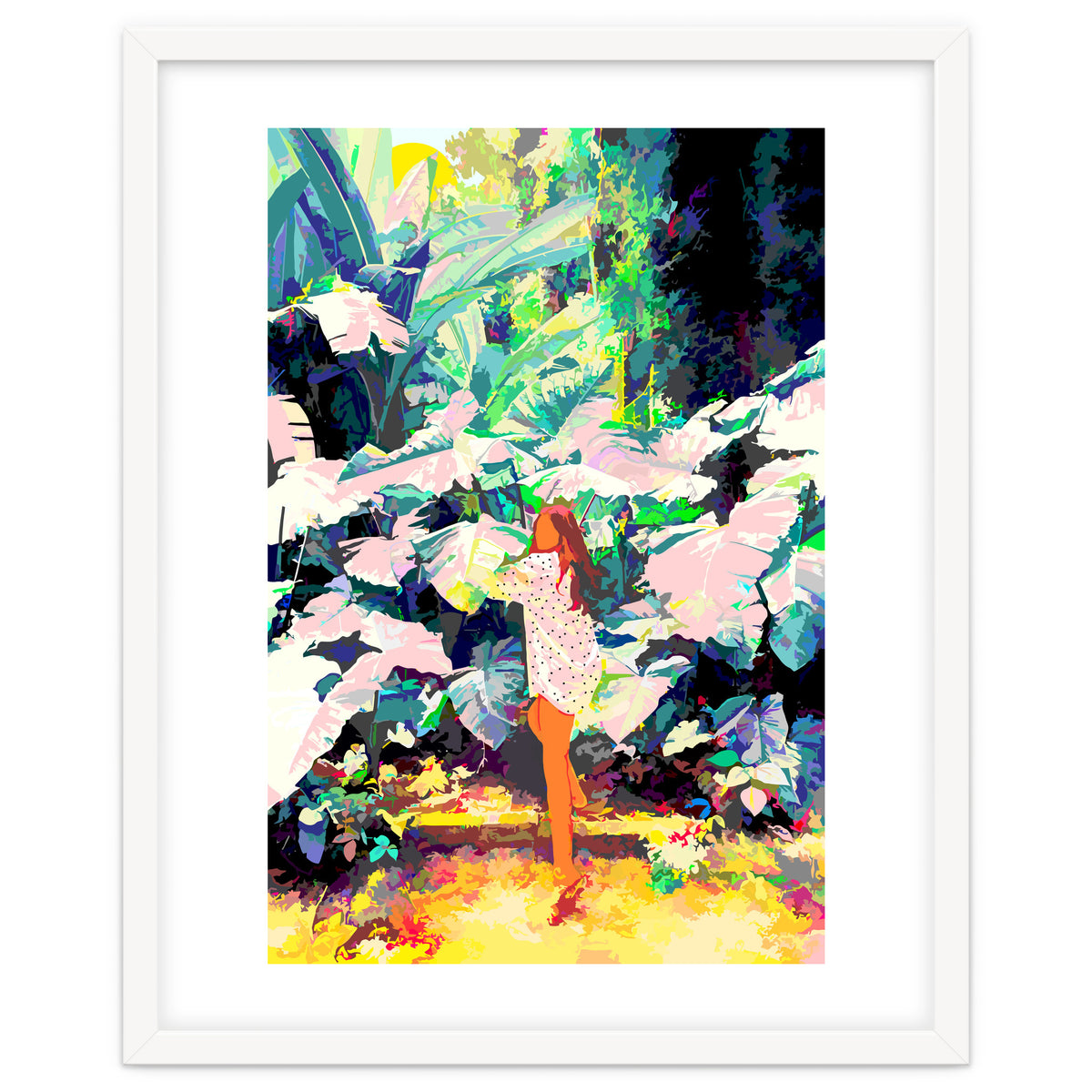 Live Quietly In a Corner Of Nature, Modern Bohemian Woman Jungle Forest Eclectic Painting
