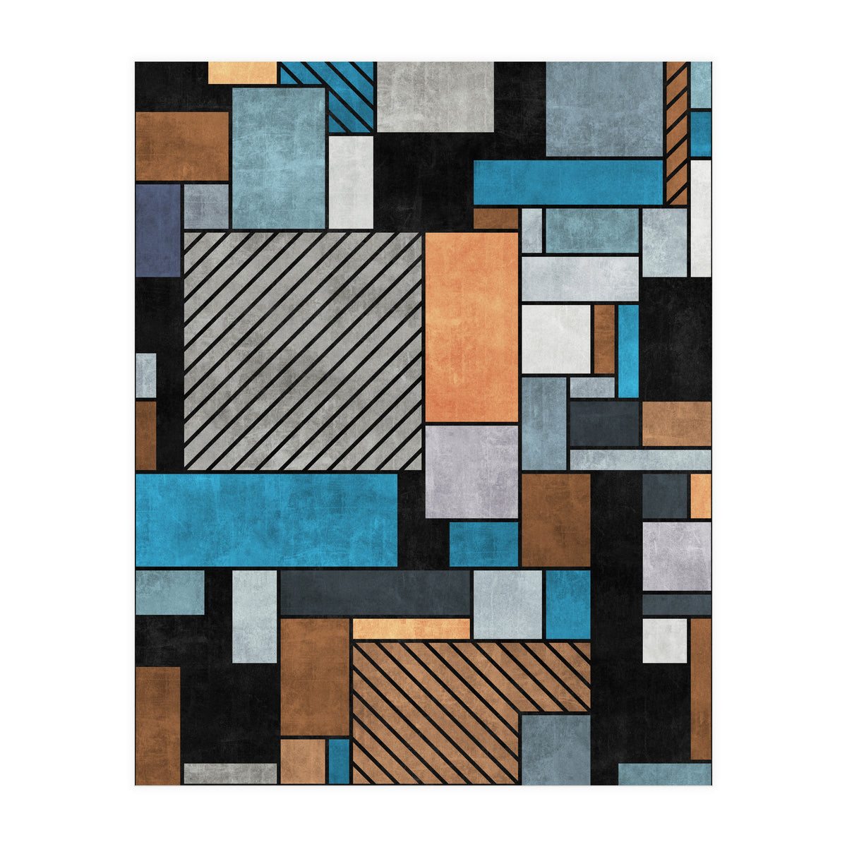 Random Concrete Pattern - Blue, Grey, Brown (Print Only)