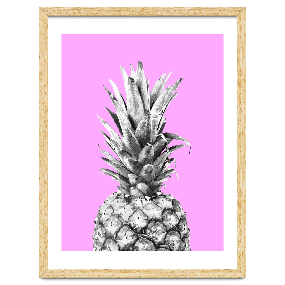 Black and White Pineapple Pink Background
