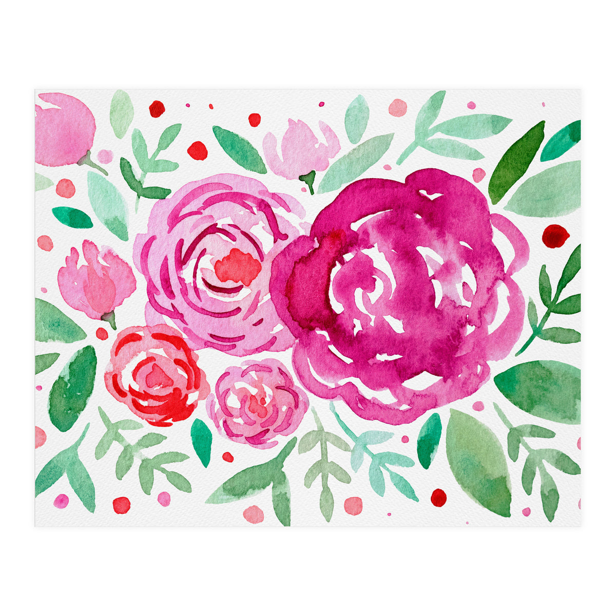 Watercolor roses in pink (Print Only)