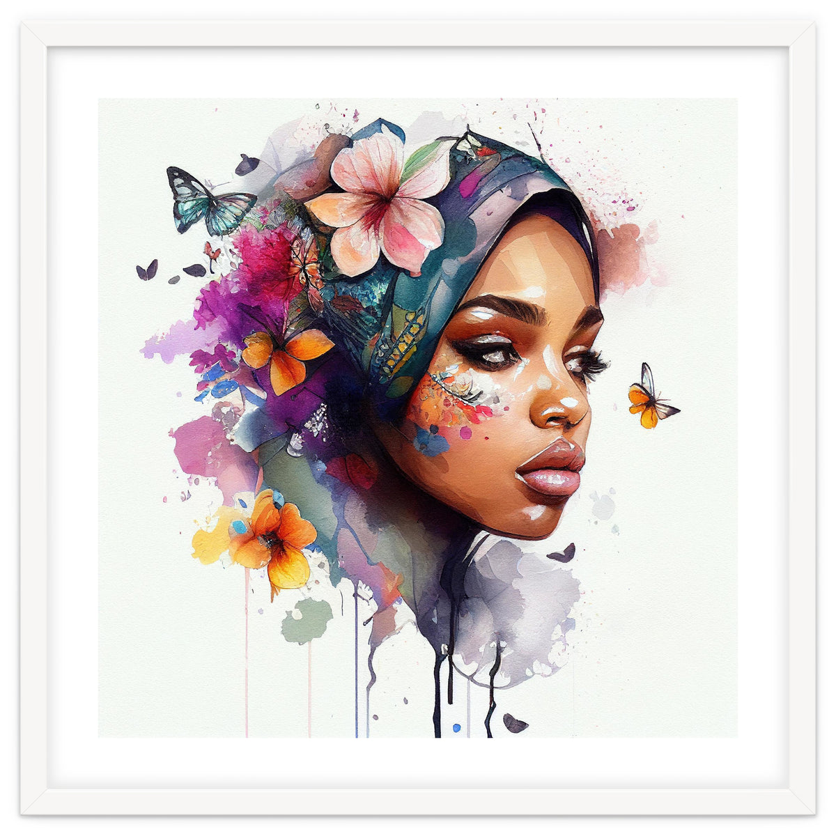 Watercolor Floral Arabian Woman #2