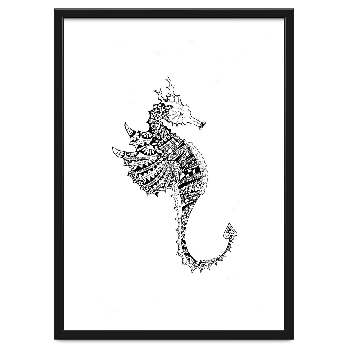 Seahorse Dragon Zen Doodle