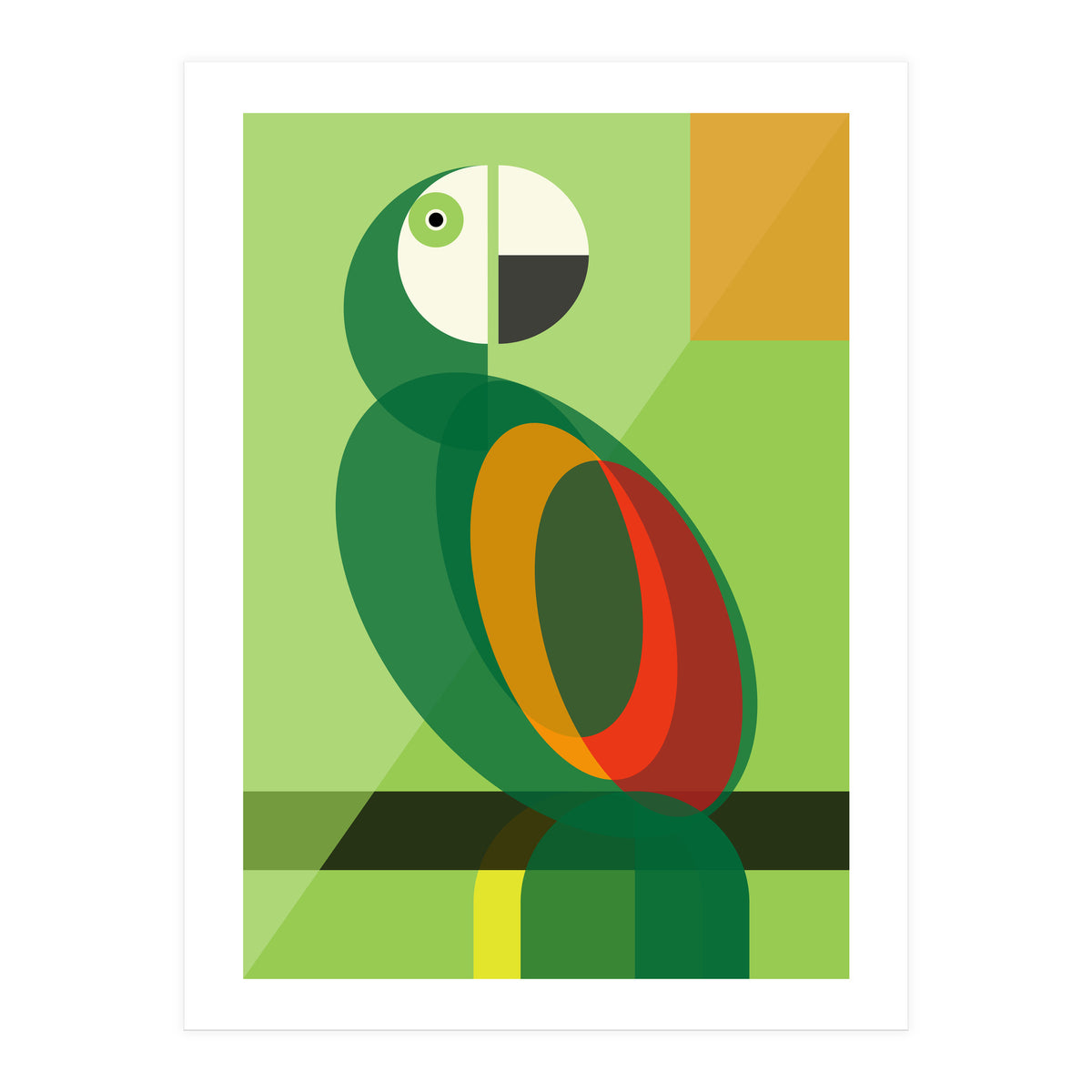 Mid Century Geometric Parrot (Print Only)