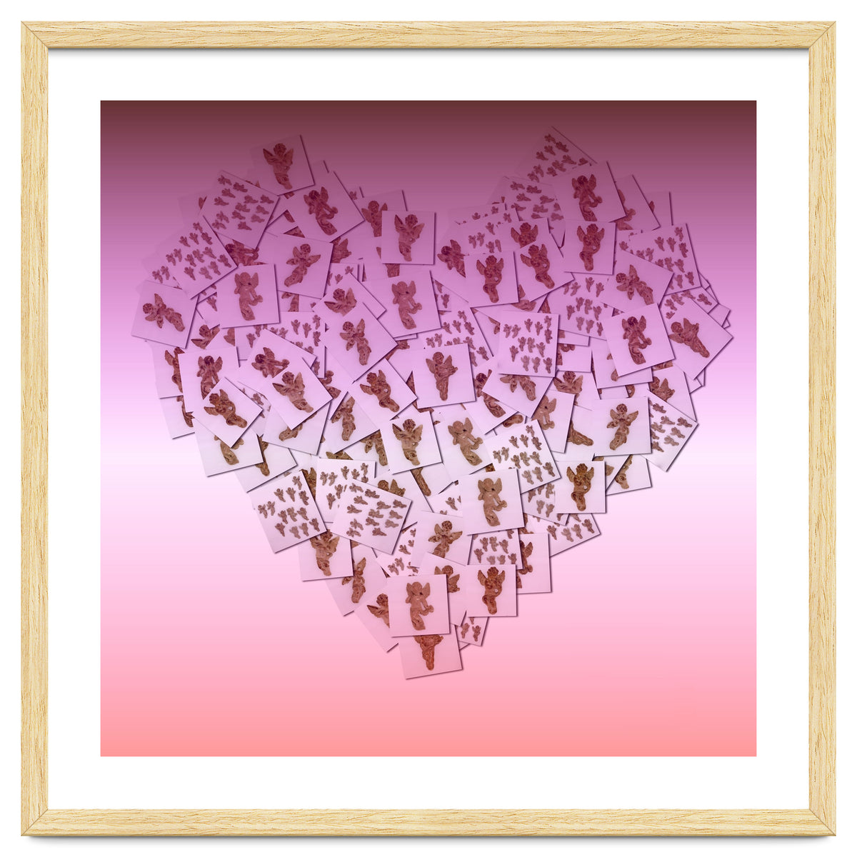 Heart collage of golden Cupid like characters