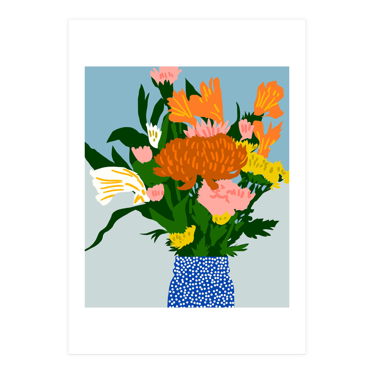 Potted Happiness | Flower Pot Botanical Floral Still Life | Eclectic Plants Modern Bohemian Décor (Print Only)