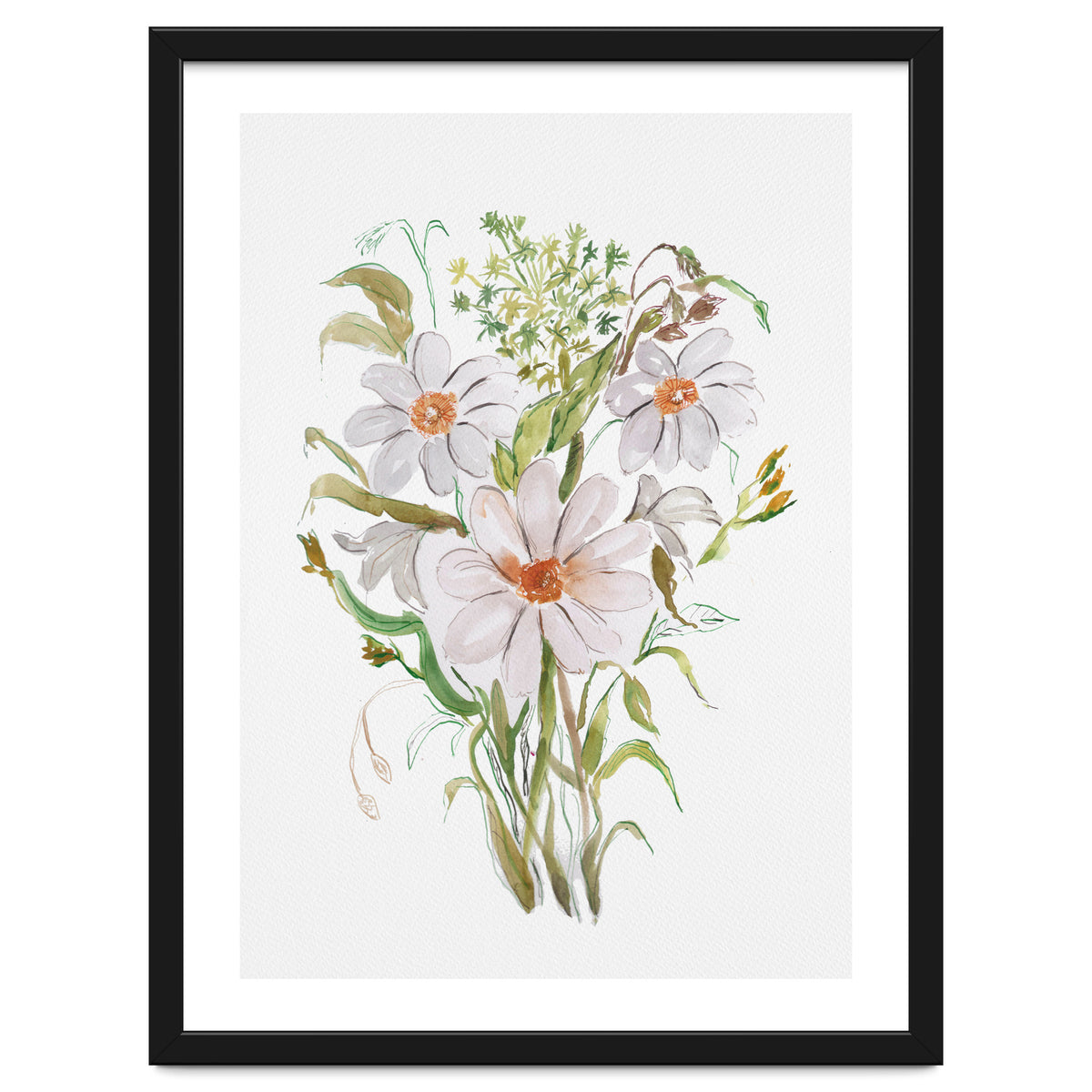 Watercolor White Florals