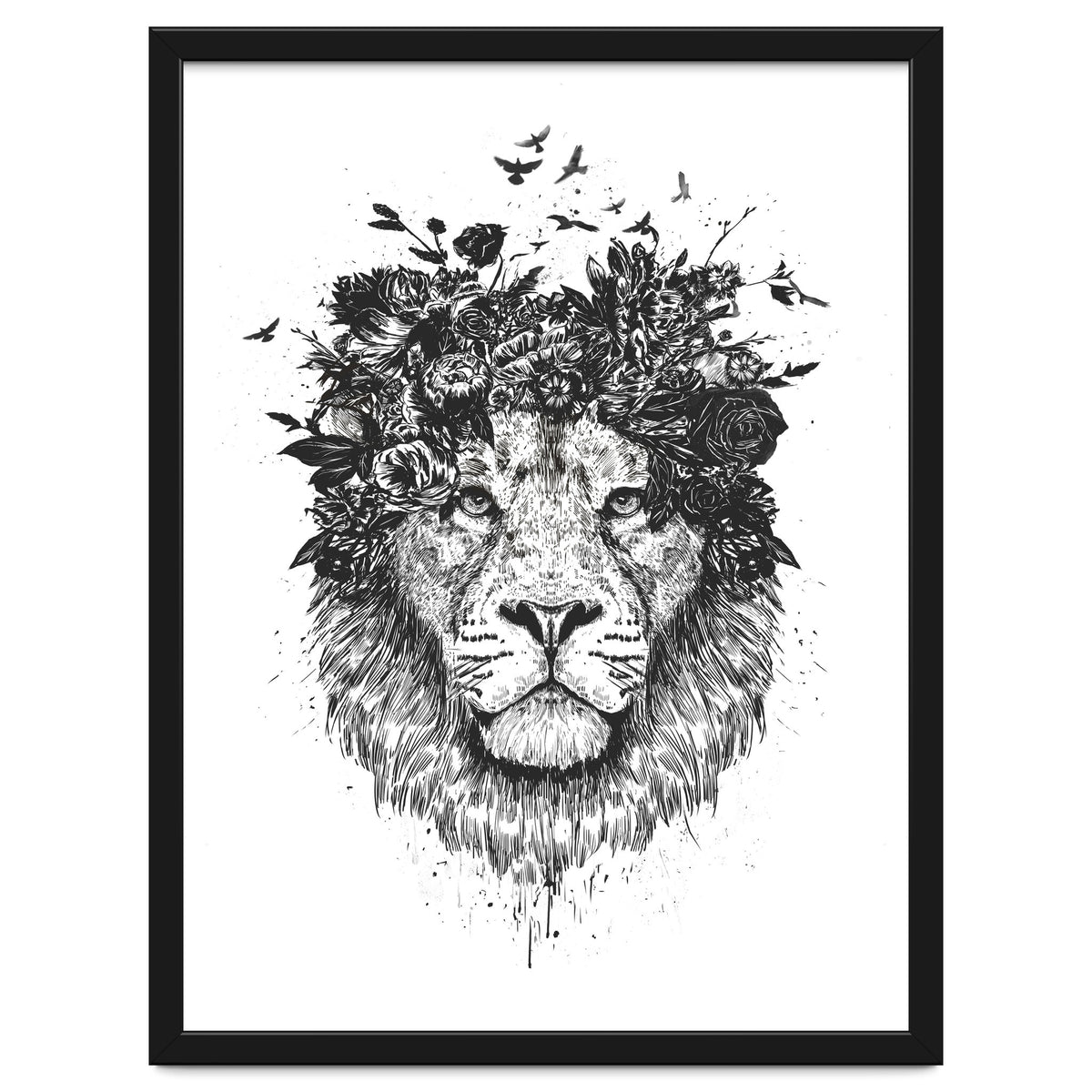Floral Lion Bw