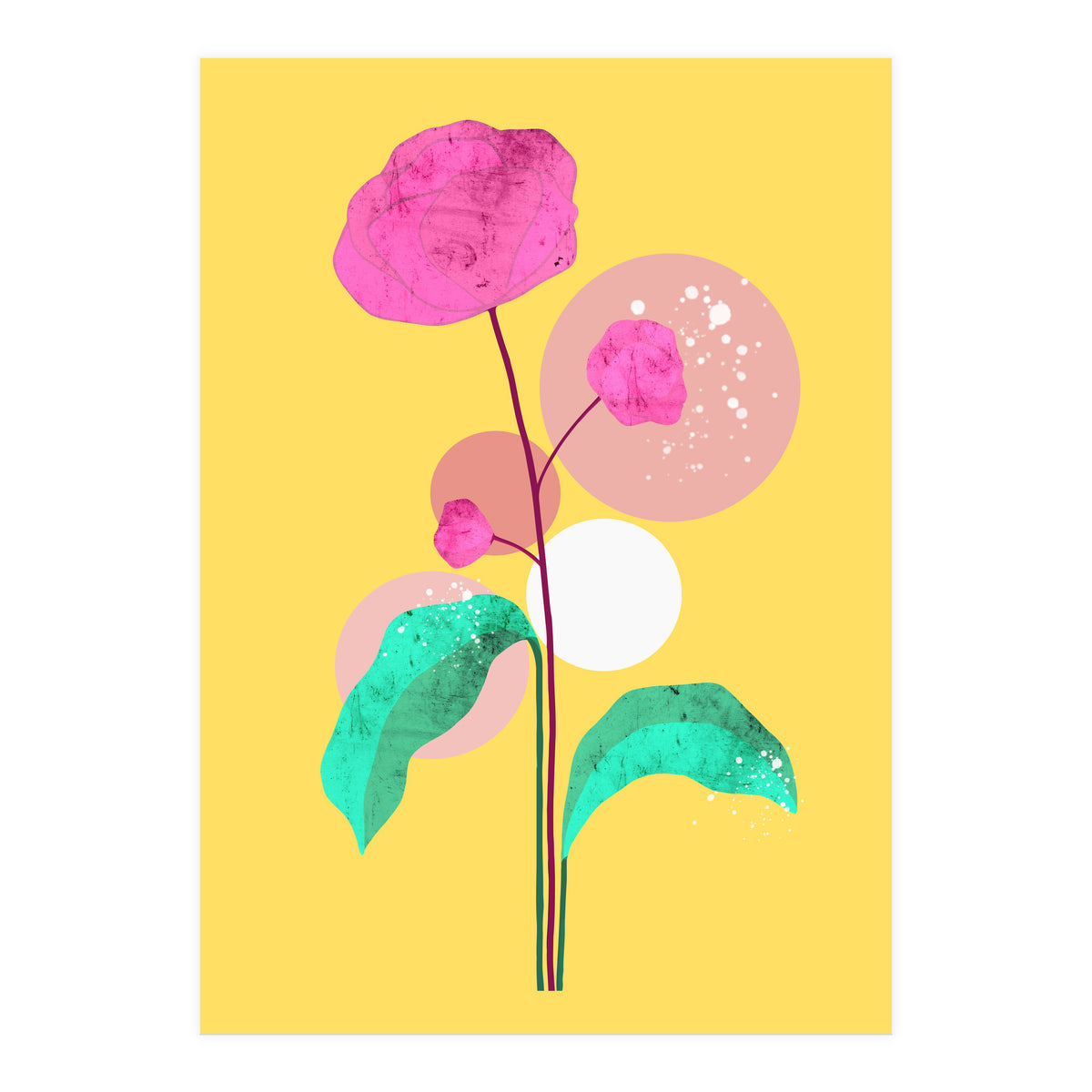 The Rare Bloom, Abstract Nature Floral Graphic, Eclectic Bohemian Modern, Pop of Color Illustration (Print Only)