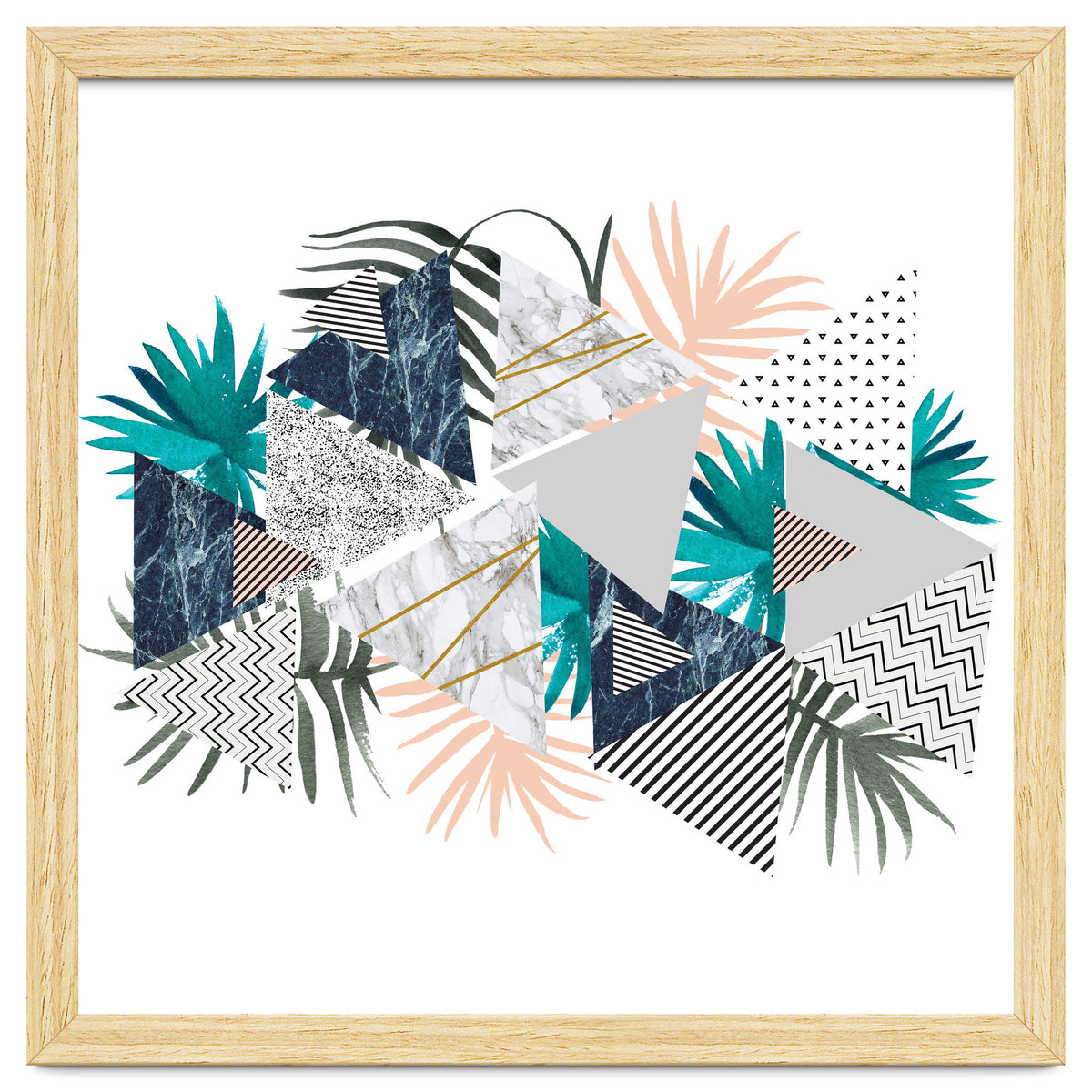 Abstract of geometric patterns with plants and marble I