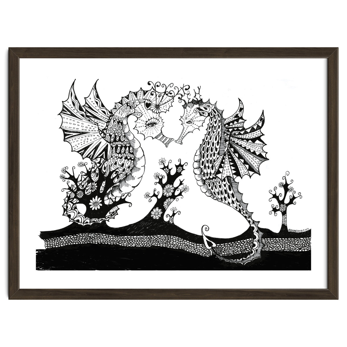 Seahorse Dragons Love Illustration