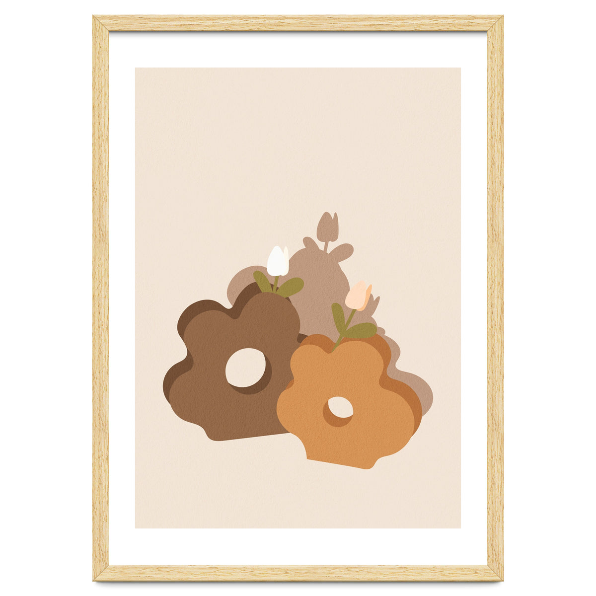 Tulip Flower Boho Neutral Beige