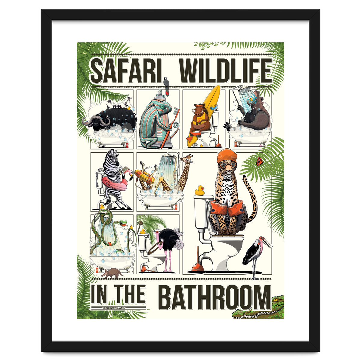 Safari Animals in the Bathroom, funny toilet humour