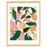 The Peach Garden , Vintage Botanical Tropical Jungle, Fruits Plants Pastel Summer Forest thumbnail
