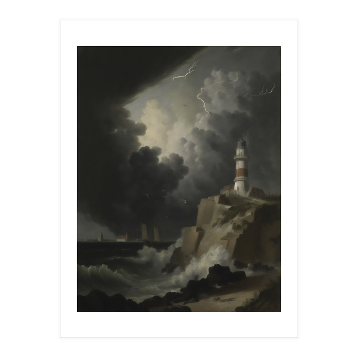Lighthouse In A Storm (Print Only)