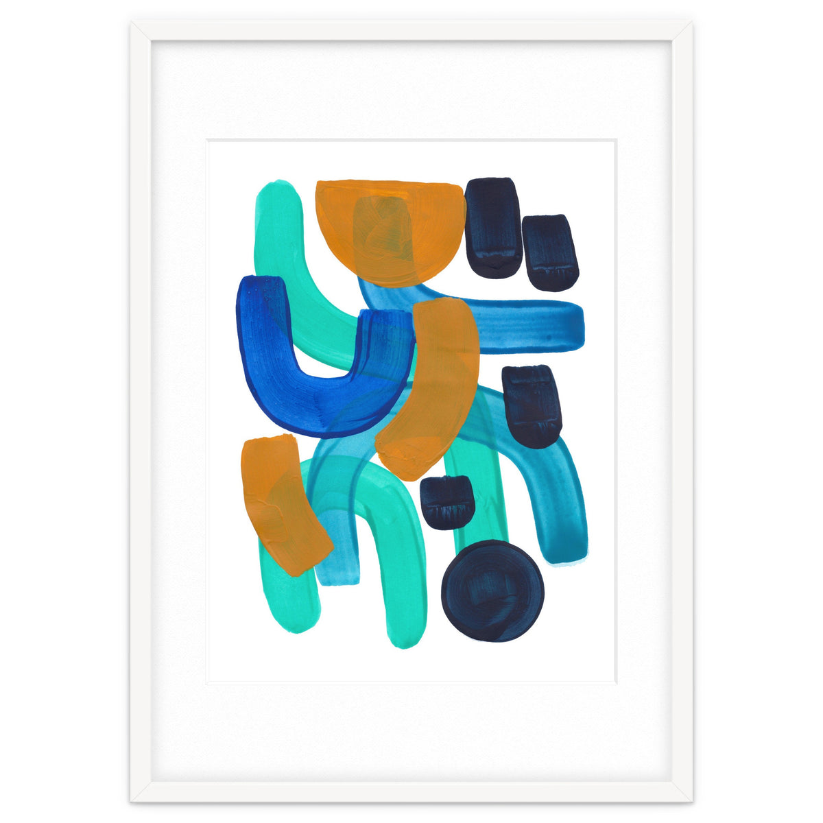 Fun Colorful Blue Turquoise Shape Yellow Accent