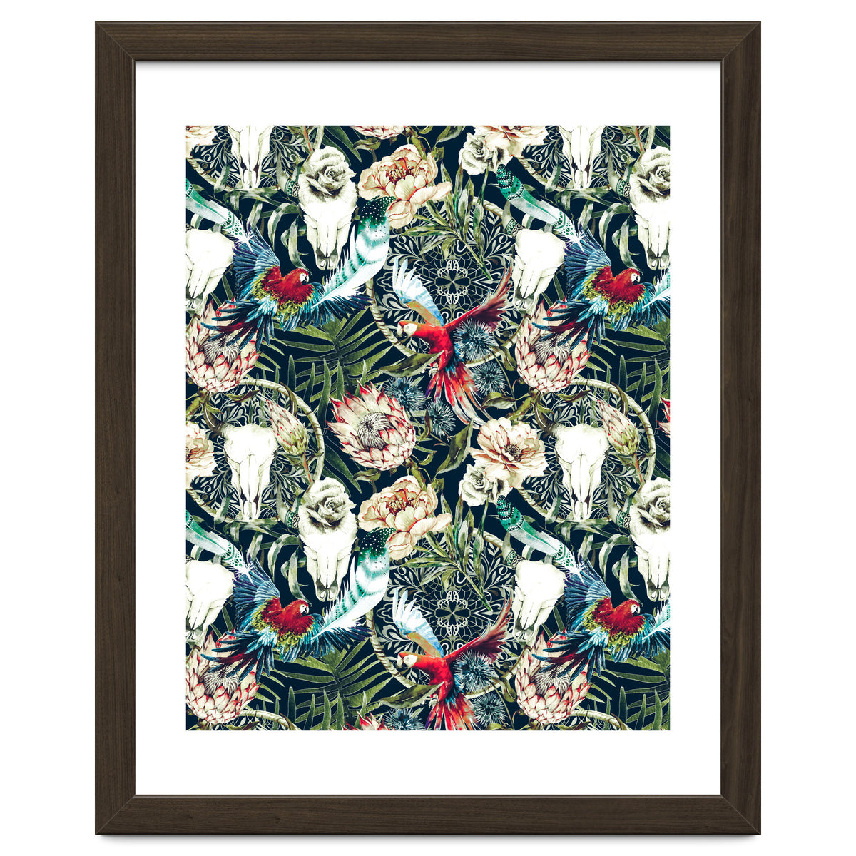 Dark pattern boho skull tropical