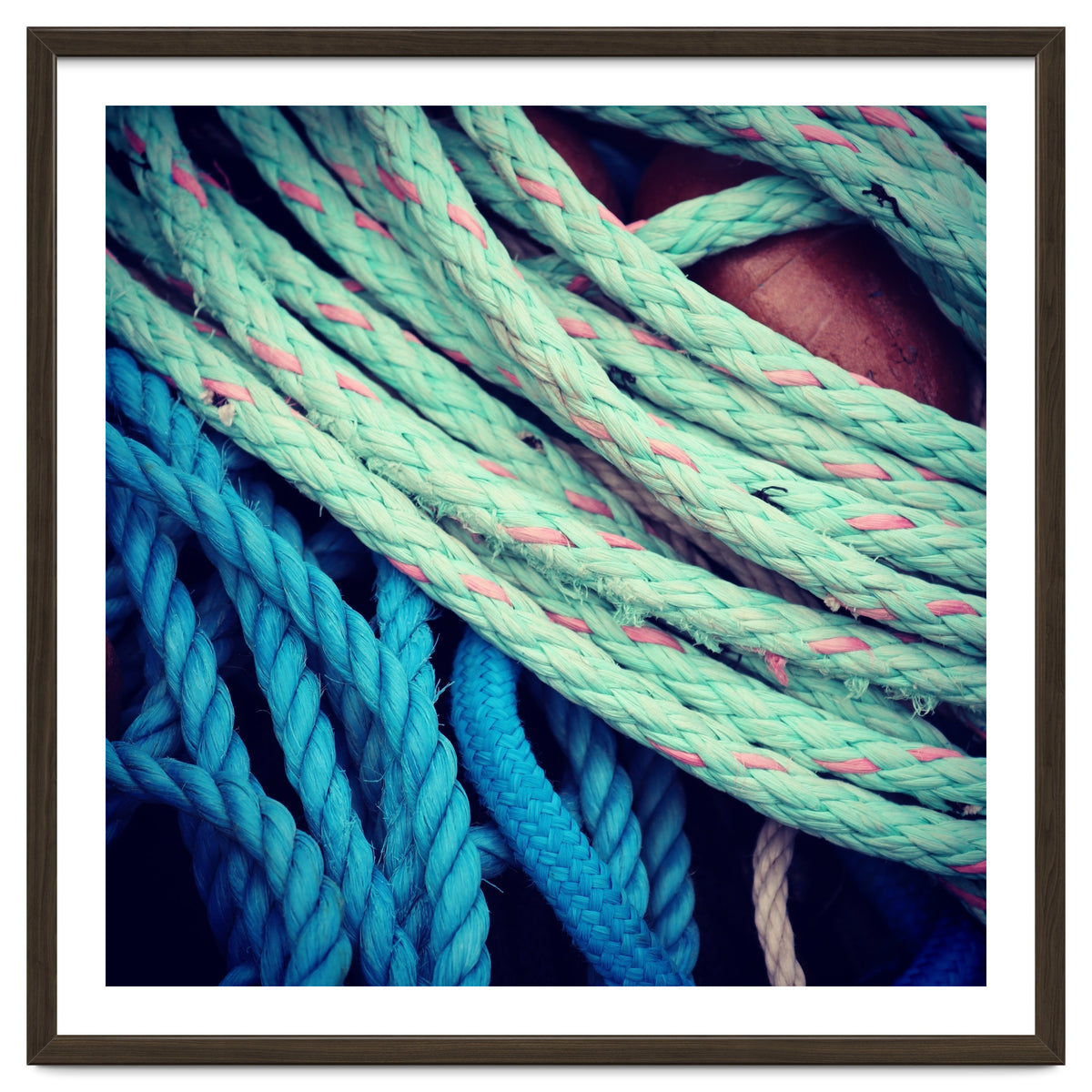 fishing ropes: blue and green