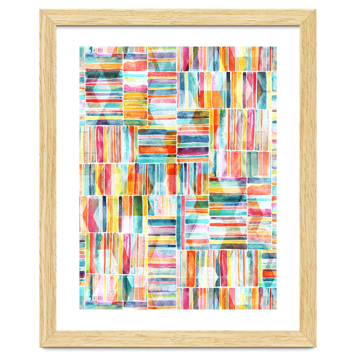 Summer Pastel Geometric and Striped Abstract on white