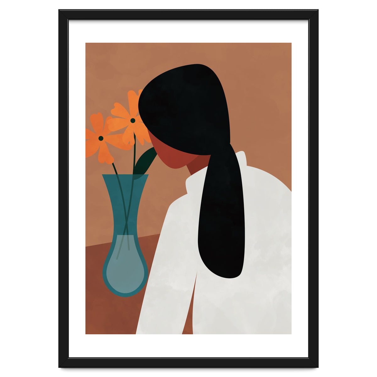 Modern Boho Woman with Flowers