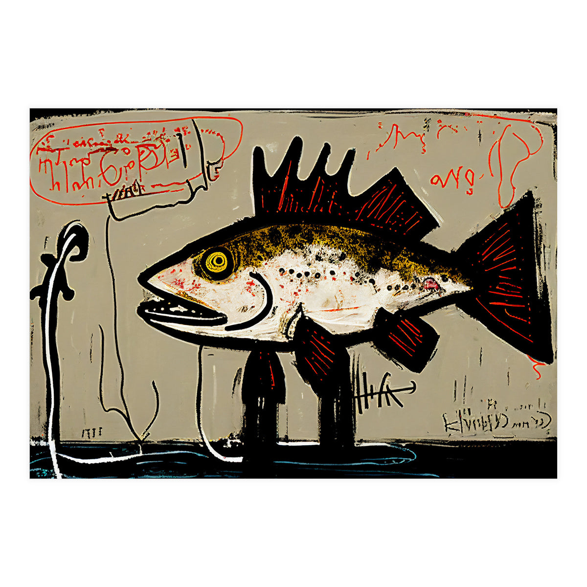 Brown Trout in Abstract Style Painting (Print Only)