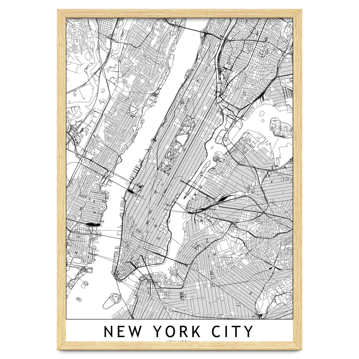 New York City White Map