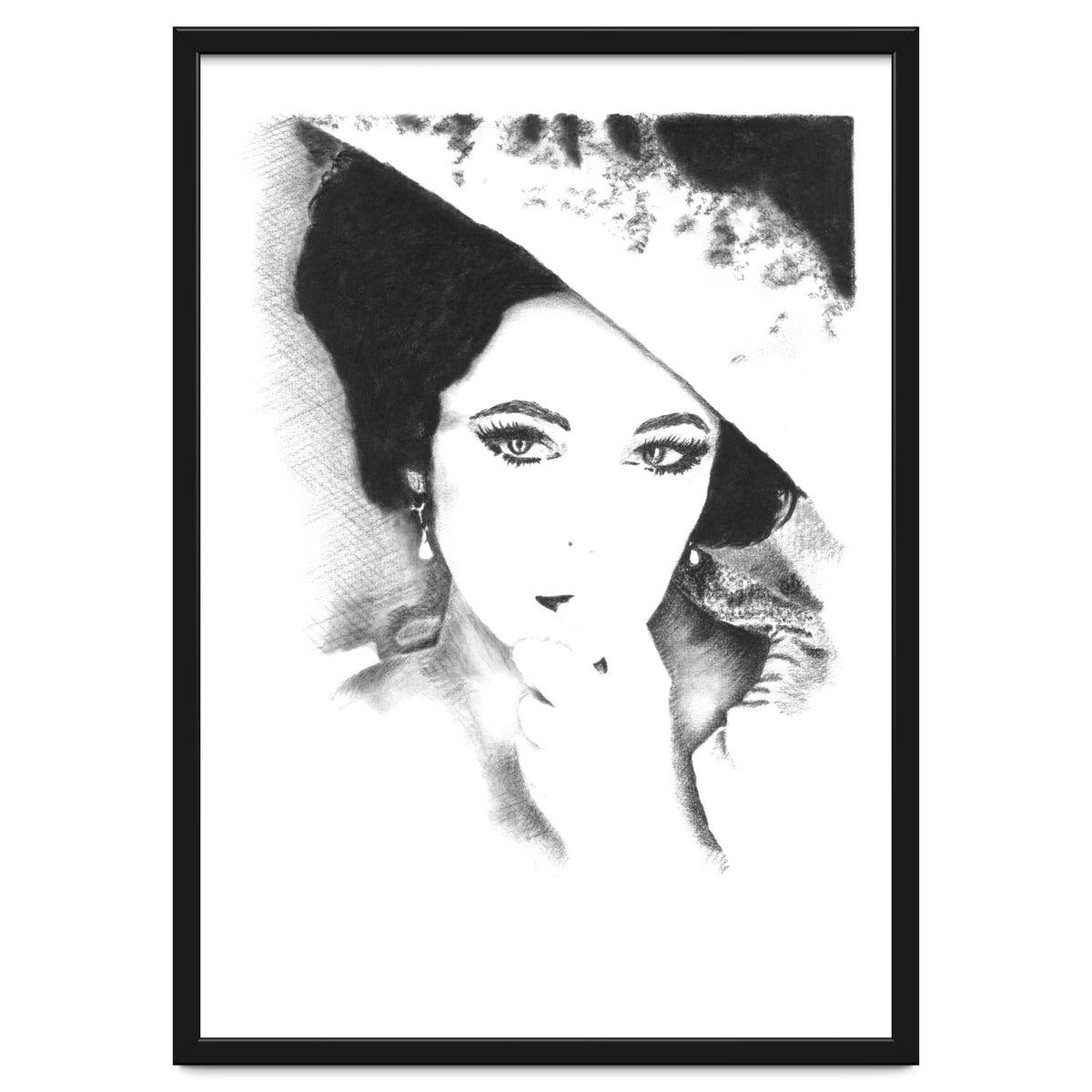 'Liz' - Elizabeth Taylor Charcoal Portrait