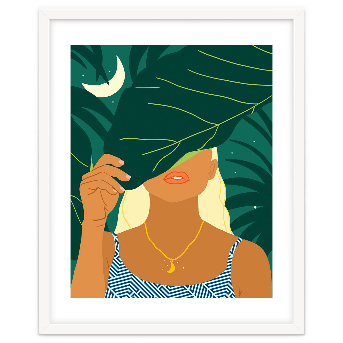 To The Moon & Never Back | Jungle Dreamer Bohemian Tropical Soul | Forest Nature Woman Illustration