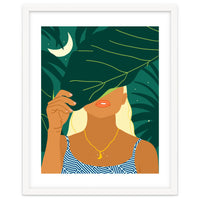 To The Moon & Never Back | Jungle Dreamer Bohemian Tropical Soul | Forest Nature Woman Illustration