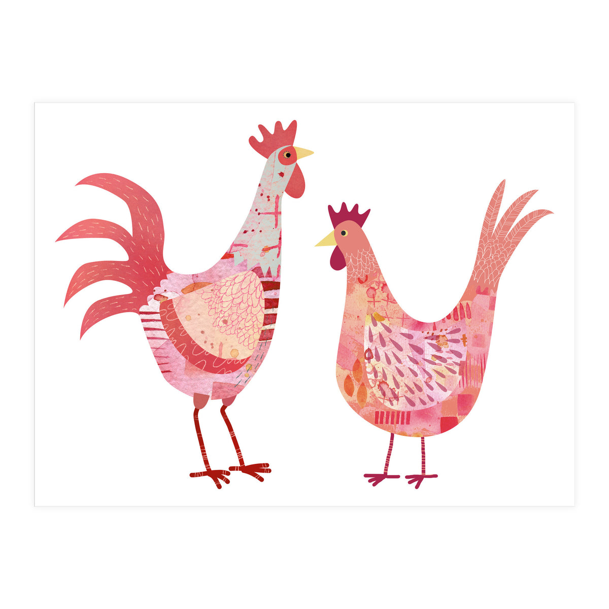 Hen And Cockerel (Print Only)