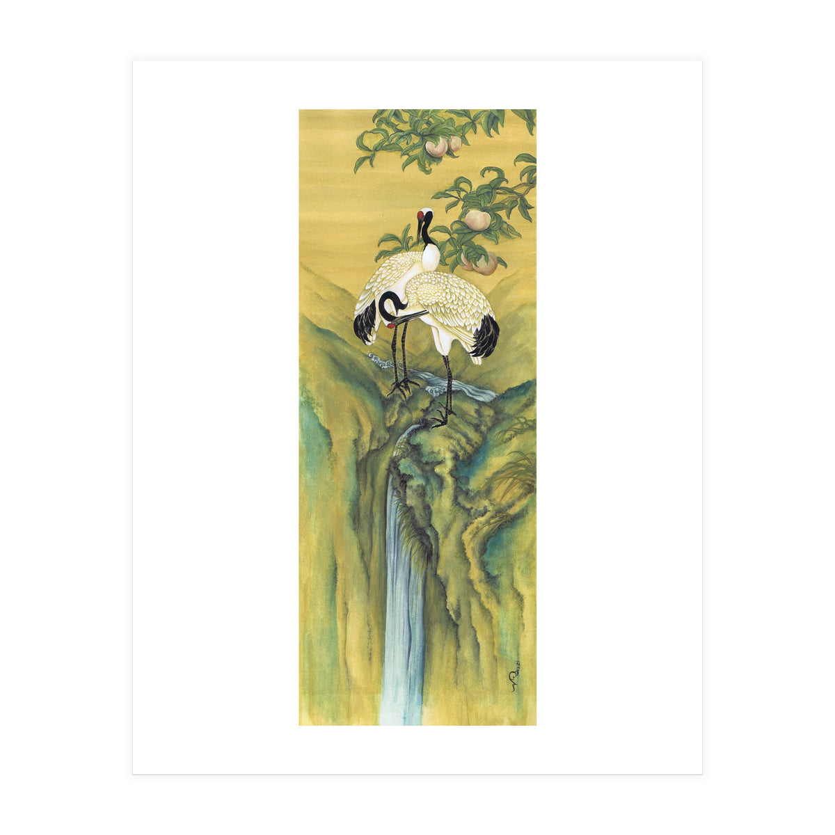 Cranes At The Top Of A Waterfall (Print Only)