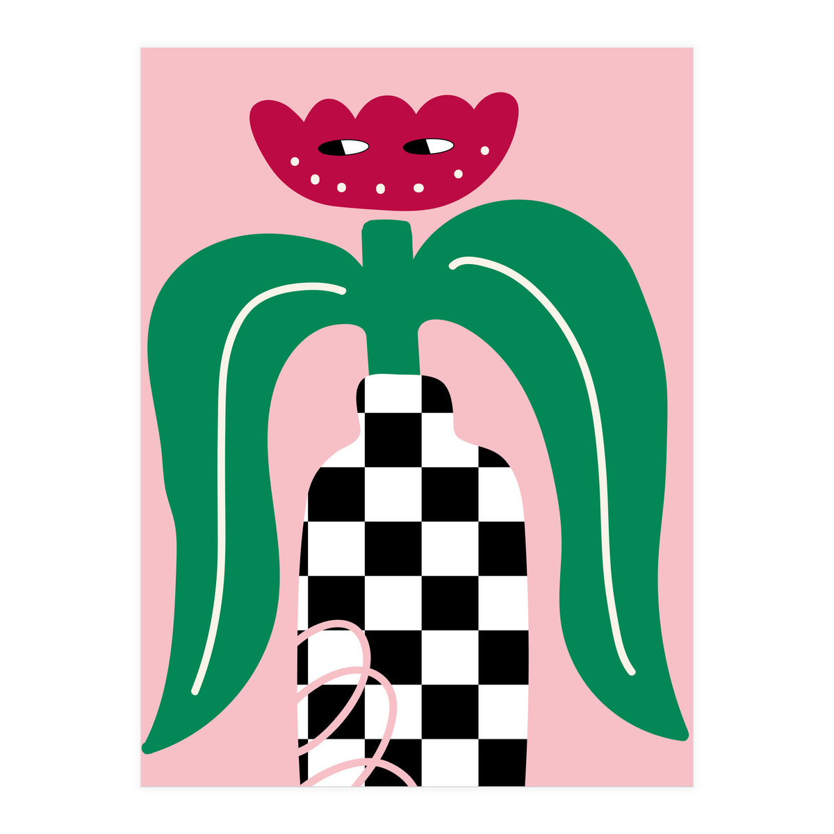 Flower in Checker Vase (Print Only)