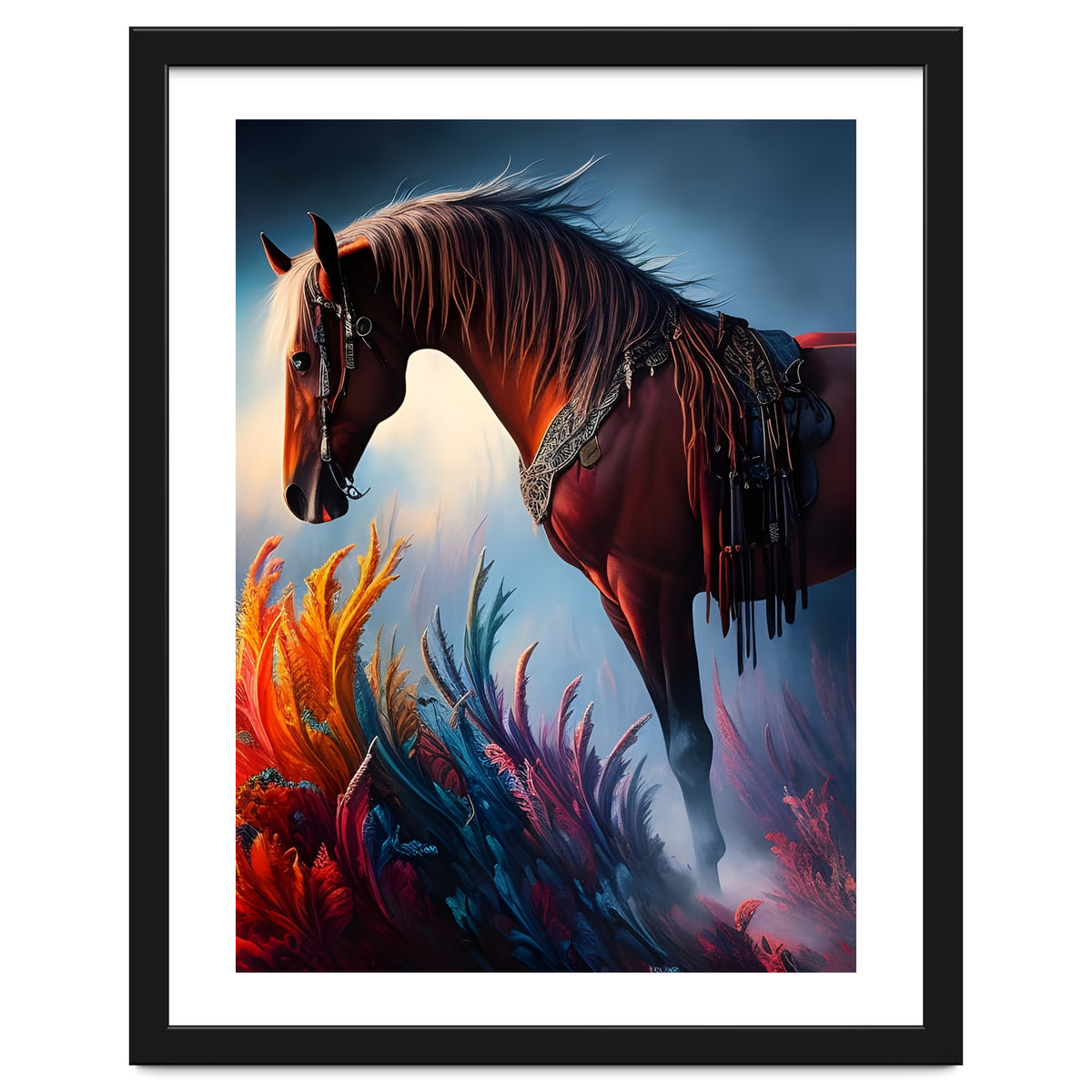 Elegant Prismatic Arabian Horse Digital Art