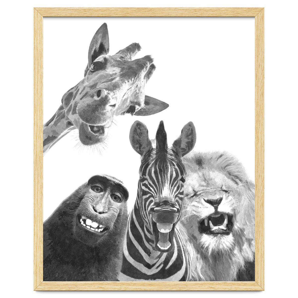 Black and White Jungle Animal Friends