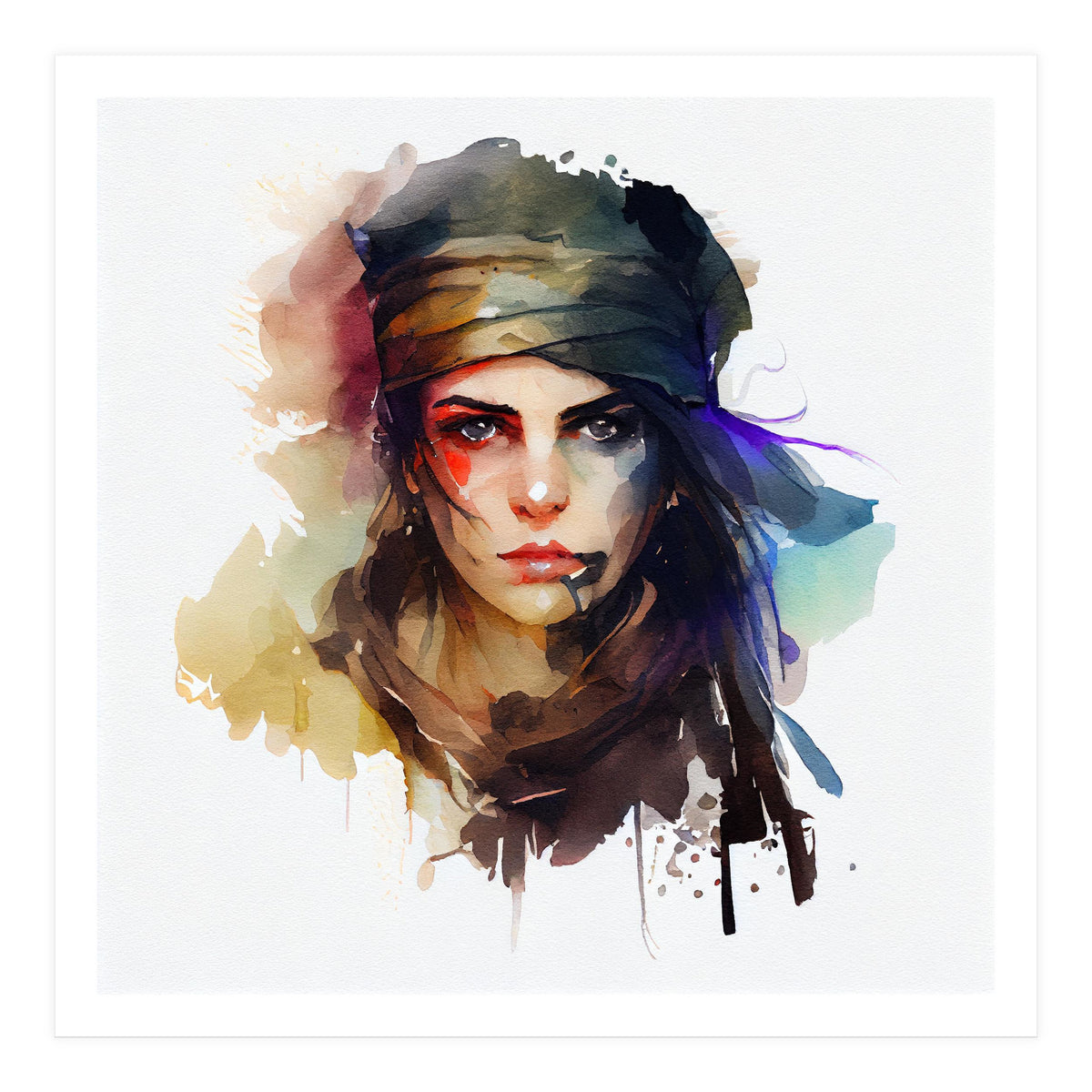 Watercolor Pirate Woman #1 (Print Only)