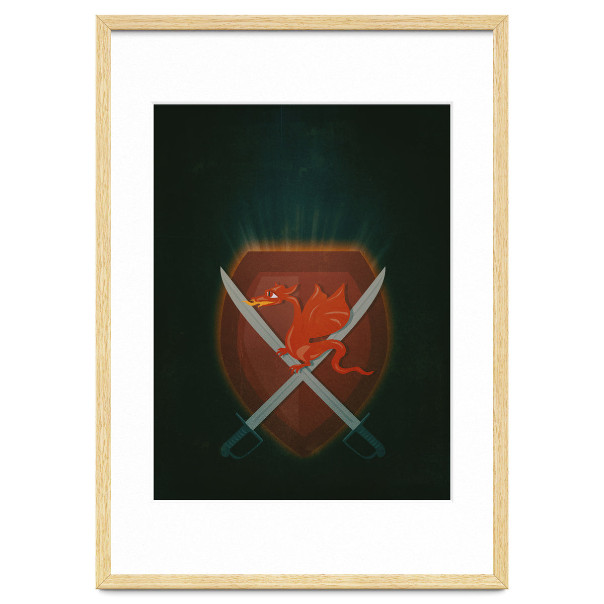 Heraldic dragon and cutlasses