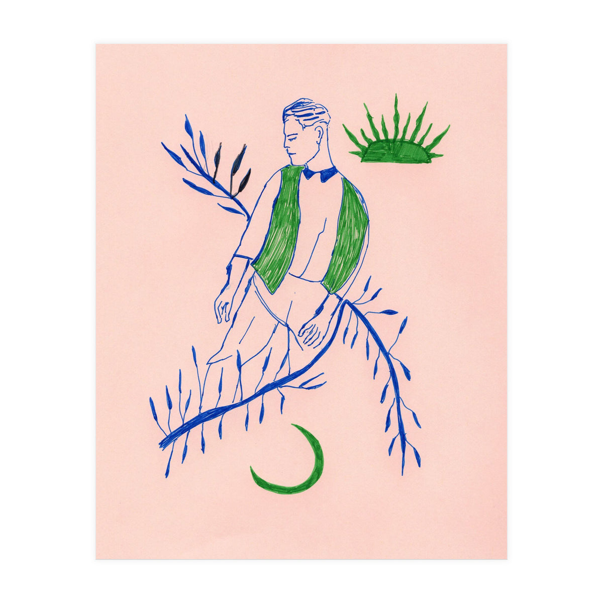 Green boy Midcentury (Print Only)