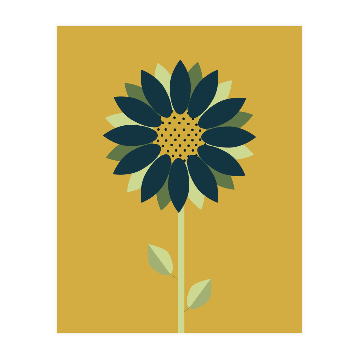 Scandinavian Folk Minimalist Flower Yellow Mustard (Print Only)