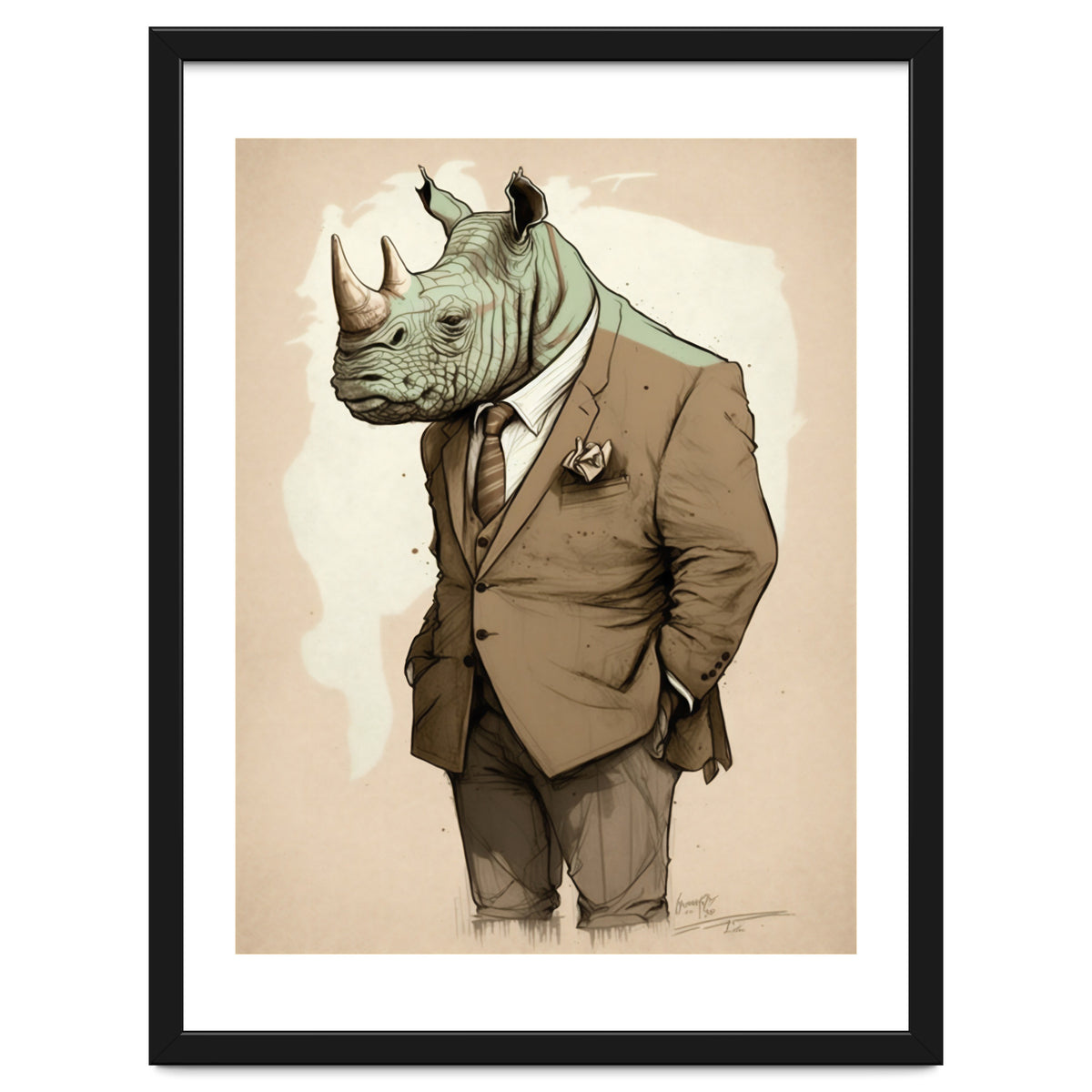 Dapper Rhino Fashion Sketch