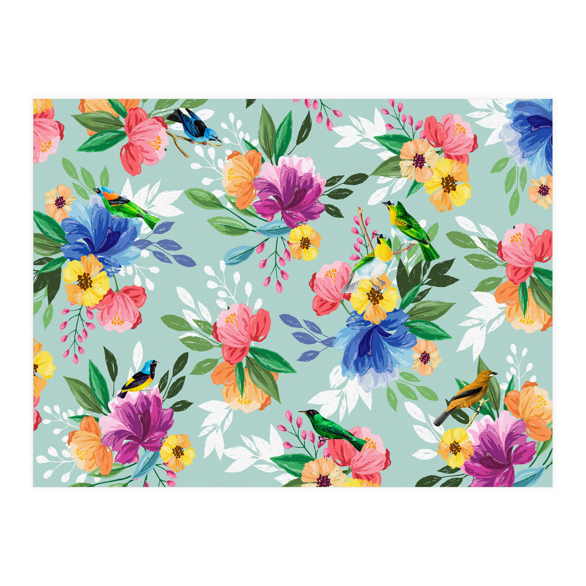 Flowers Birds (Print Only)