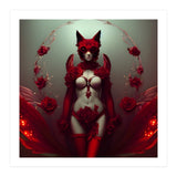 Red Floral Fox Vixen in Lingerie with Roses (Print Only) thumbnail