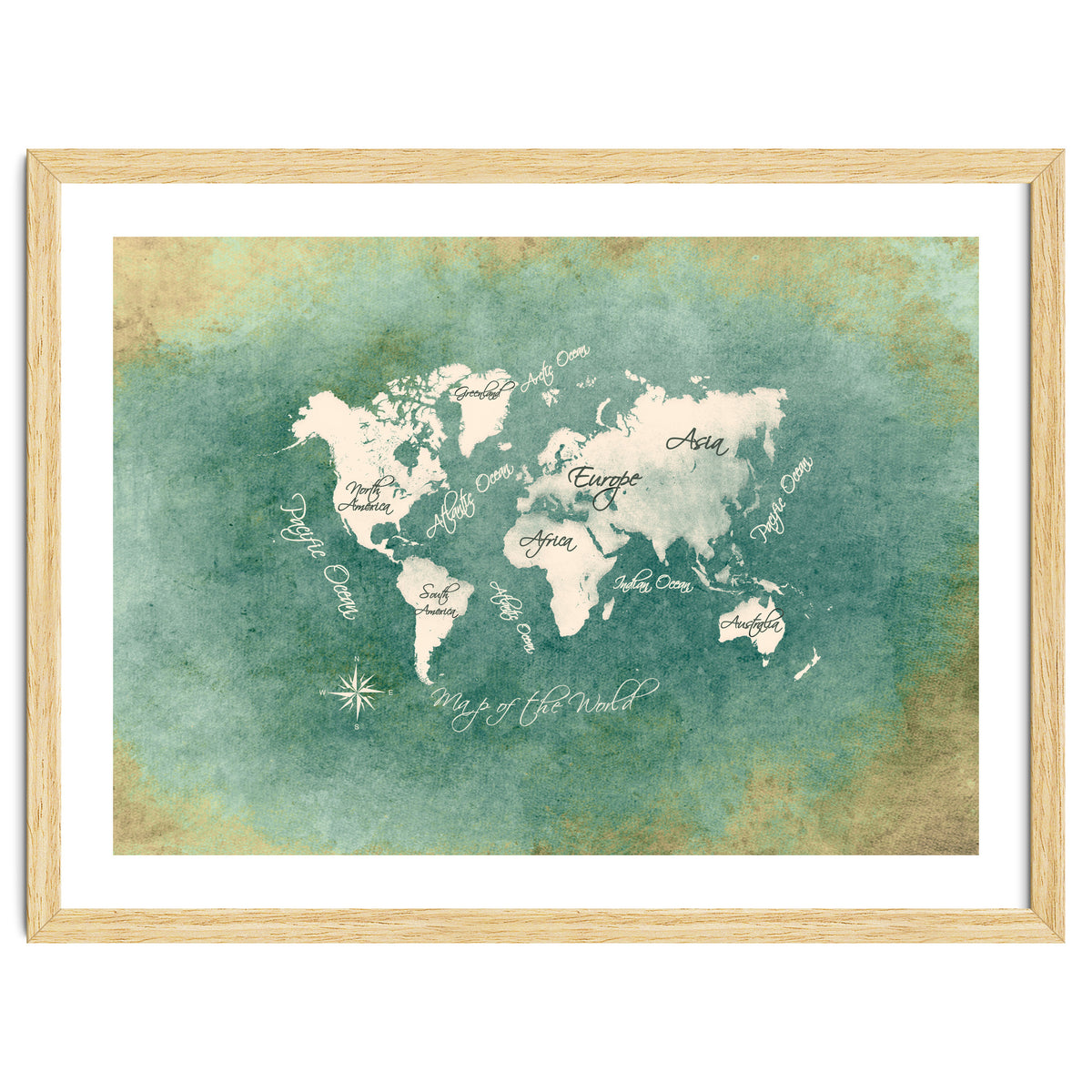 World Map White Green