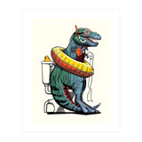 Dinosaur T-Rex on the Toilet, Funny bathroom humour (Print Only) thumbnail