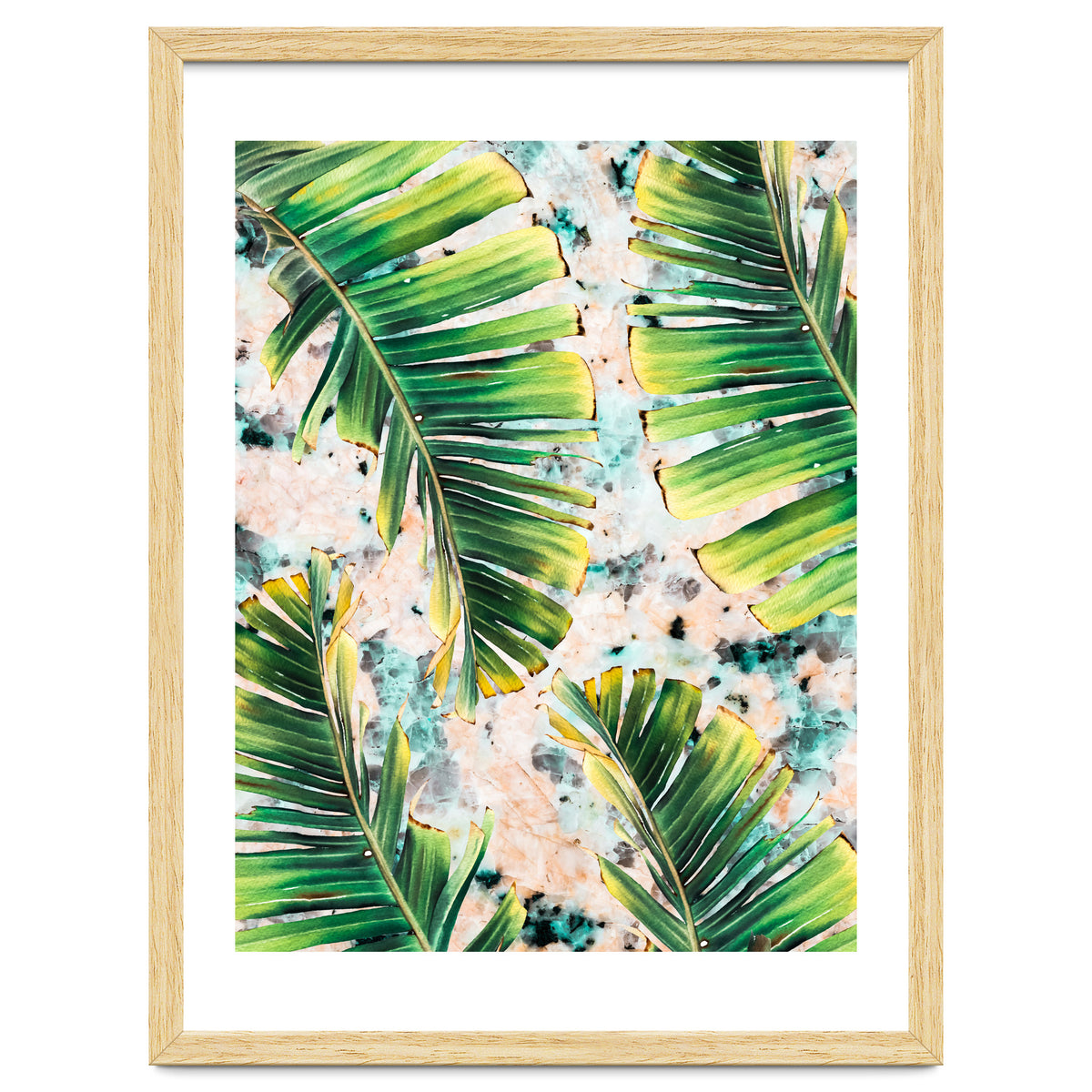 Palm leaf on marble 02