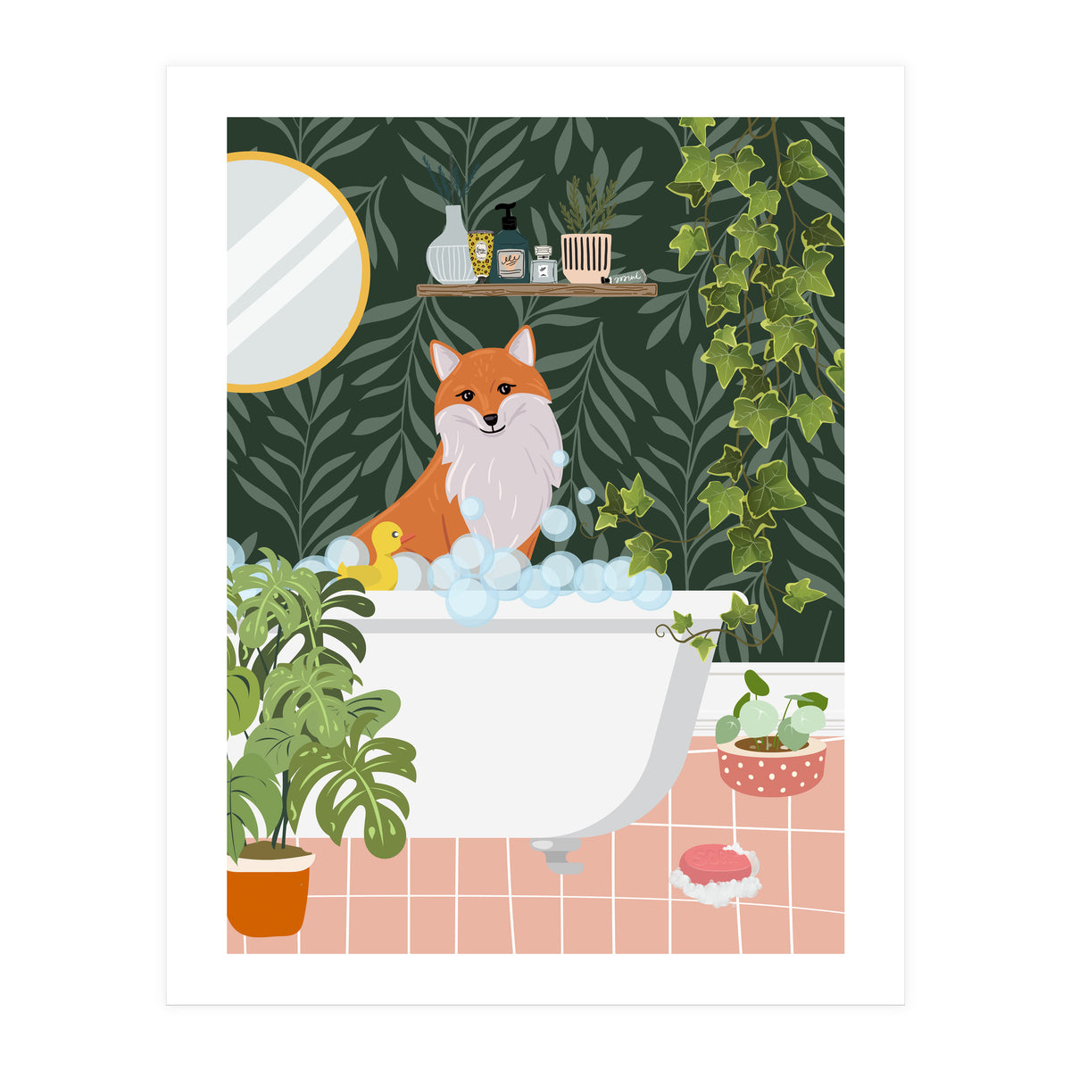Fox Taking a Bath (Print Only)